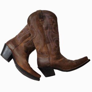 Lovely Lavender-stitched Leather Cowgirl Boots - Ariat